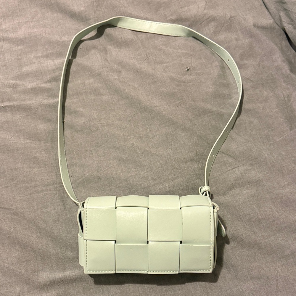 Small Mint Green Woven Crossbody Bag